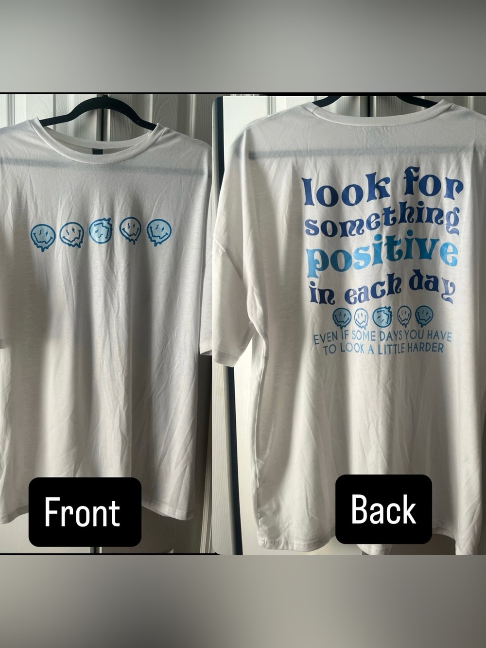 SHEIN white t-shirt with “positivity slogan” size Large